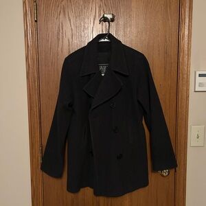 J. Percy Black Double Breasted Wool Peacoat